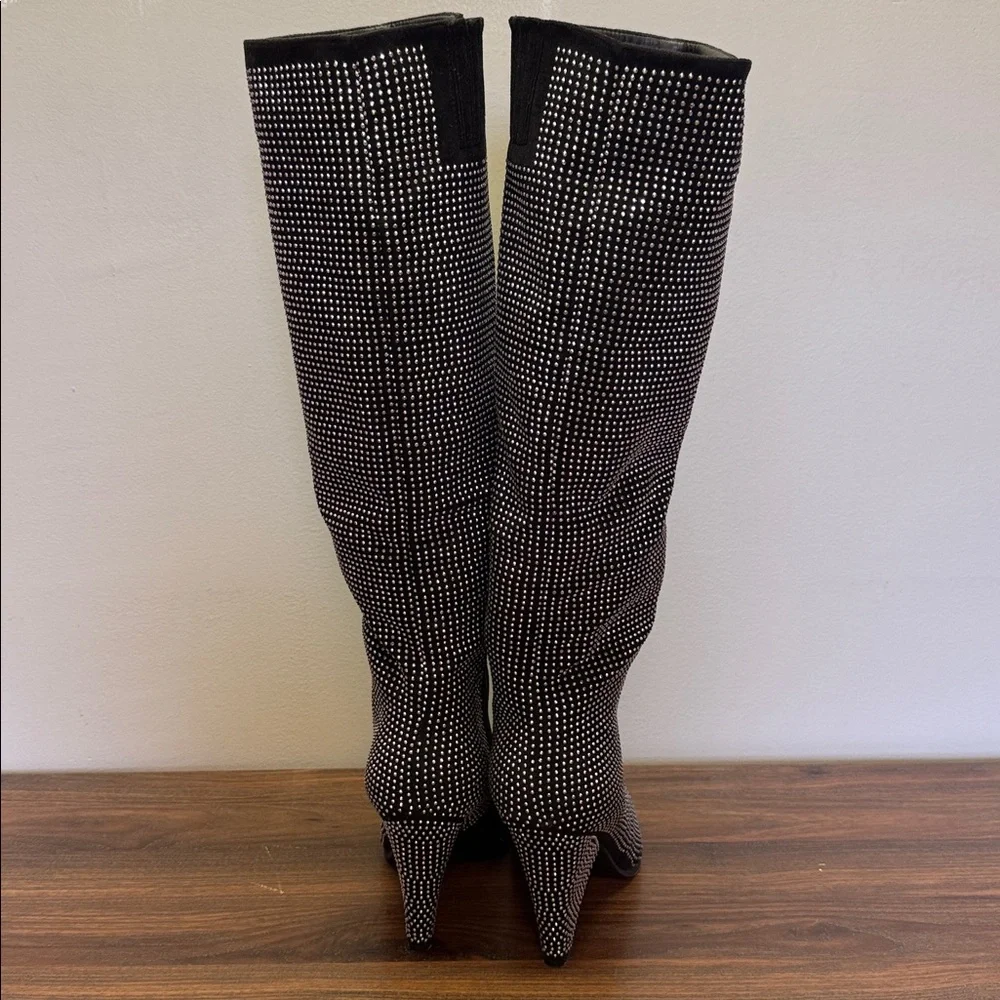 Ashro Black and Silver Textured Over The Knee Boot